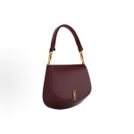 SAINT LAURENT VOLTAIRE BOX brand vintage classic logo single-shoulder handbag for women in Cabernet Sauvignon red